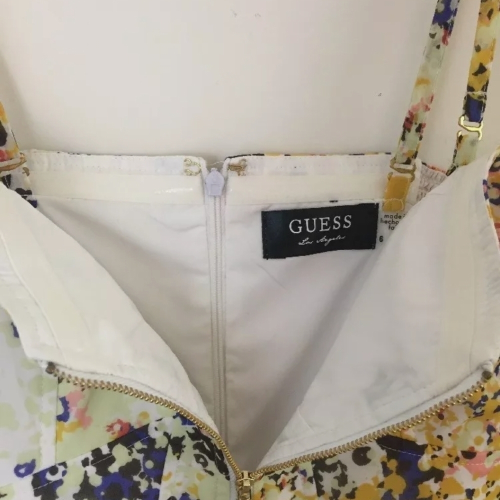 Guess LA Dress Sz 6 Cocktail Party Tanya Corset Chiffon Fit n Flare Colorful - Picture 11 of 14